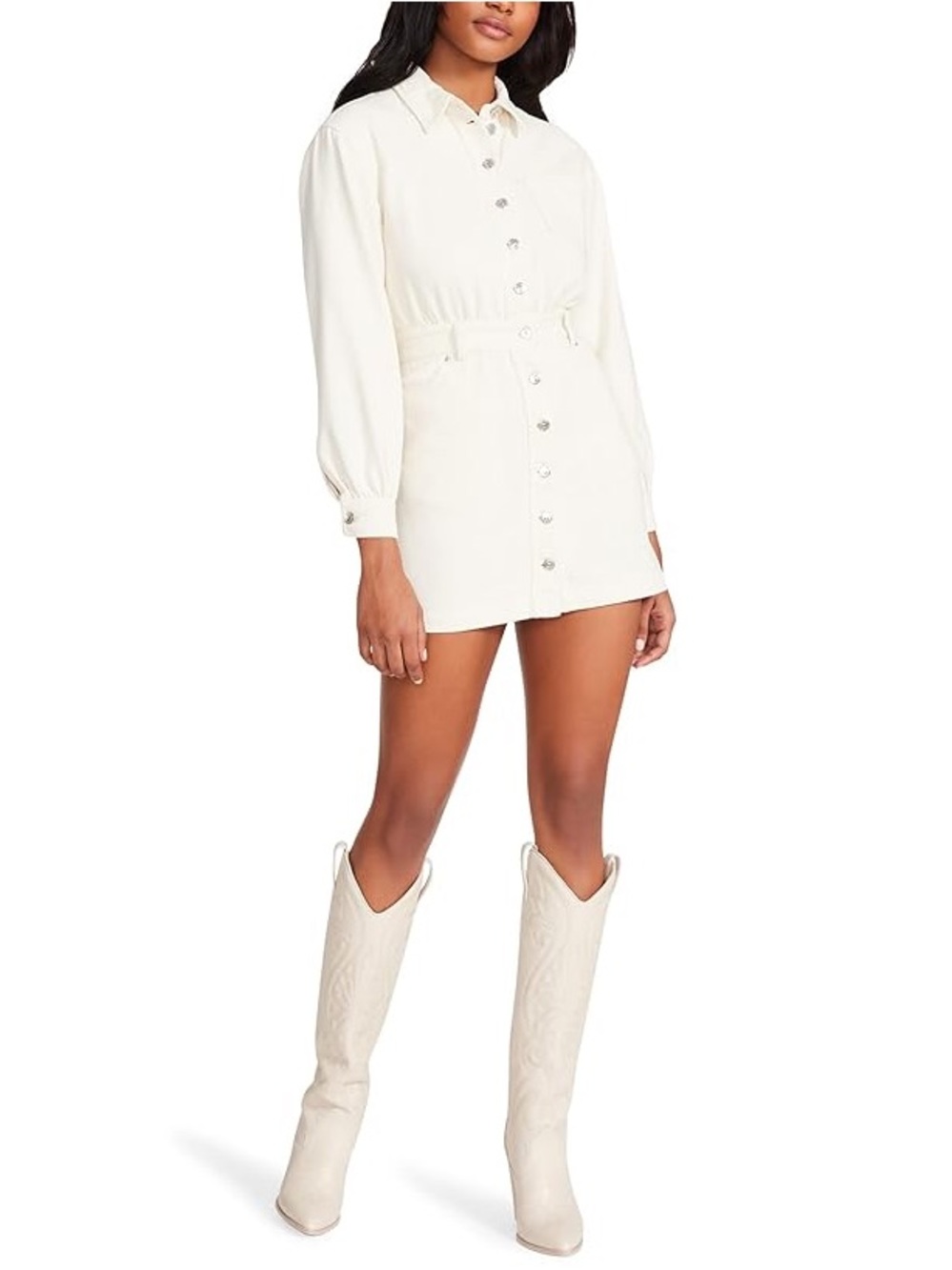 Steve Madden Cream Button-Front Mini Shirt Dress
